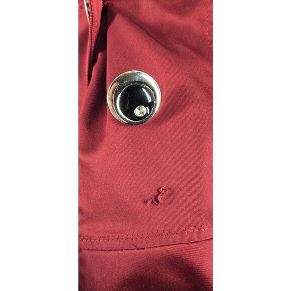 Max Mara Burgundy Maroon Womens Medium Flared Trench Coat Belted Layers Classic - Picture 6 of 7